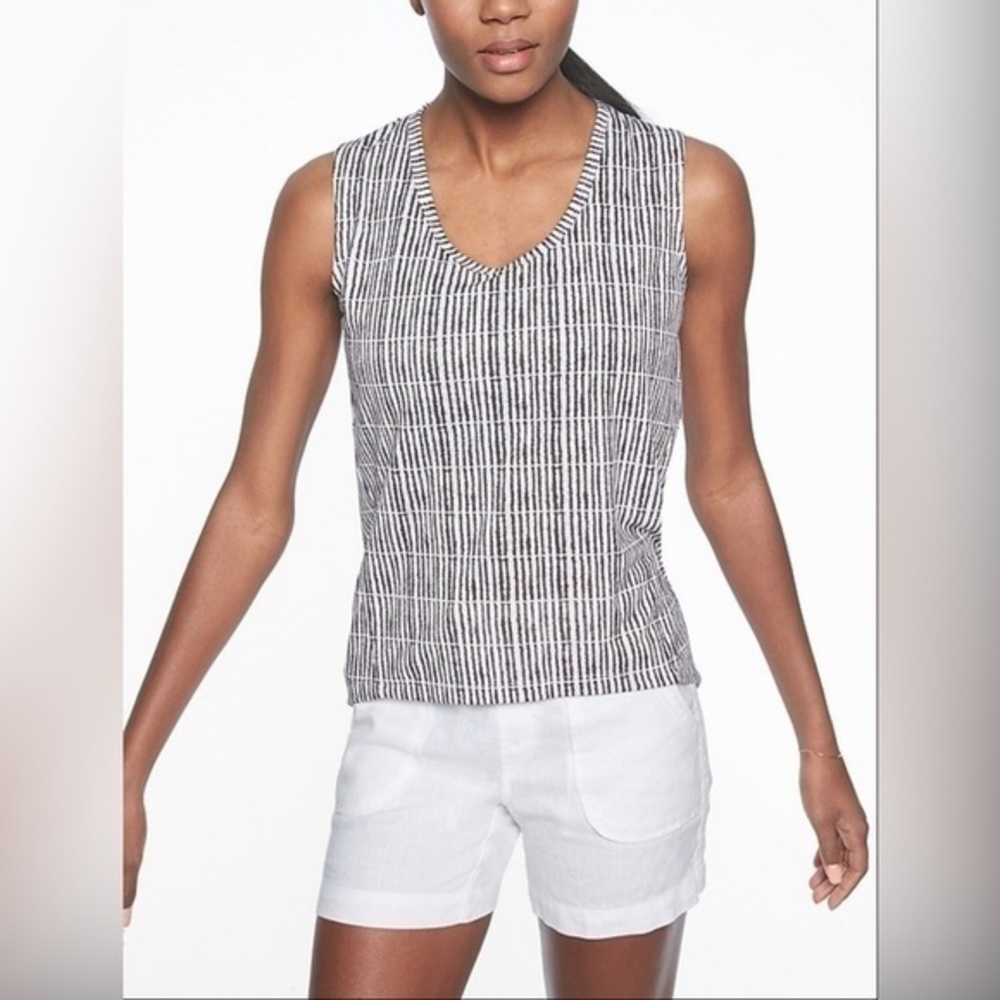 Athleta Black and White Striped Tank Top